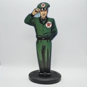 Texaco Gas Station Attendant Metal Sign 13" tall oil signage